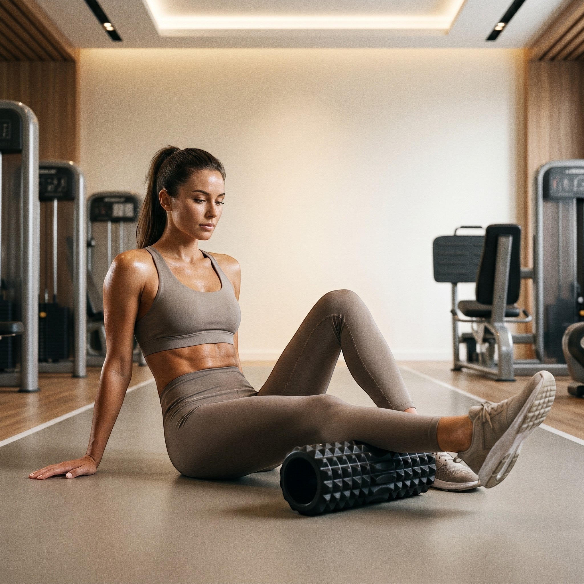 Relief Motion black textured deep tissue massage foam roller for muscle relief and flexibility.